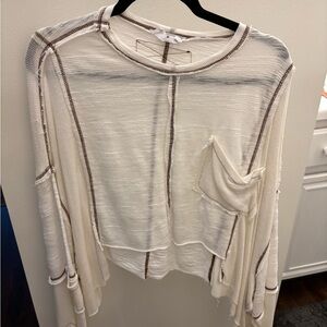 Women's Flowy Cream Sheer Top